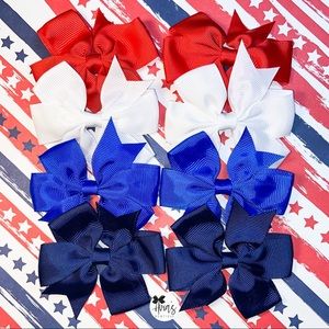 4th of July hair bows  - red, white, blue
